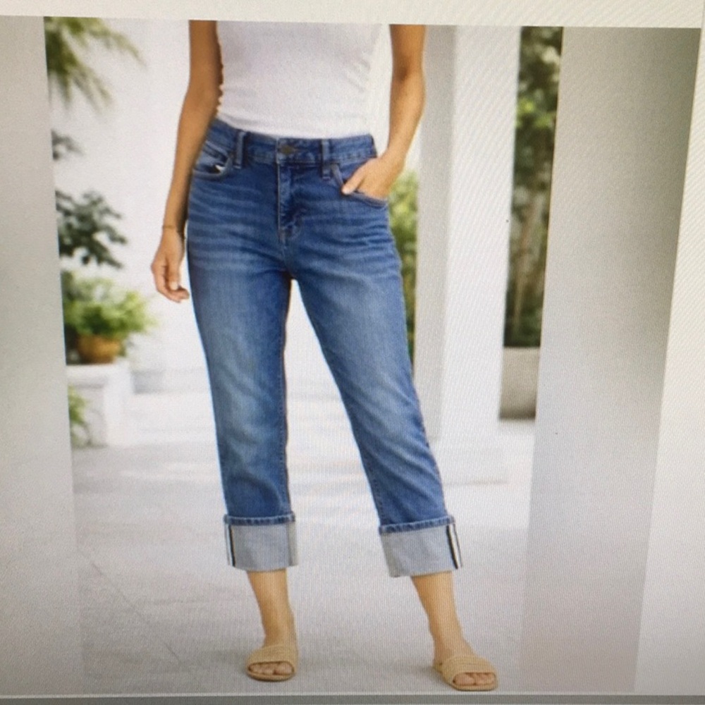 BANANA REPUBLIC/BLUE STRETCH DENIM CROP CUFF CAPRI CLASSIC